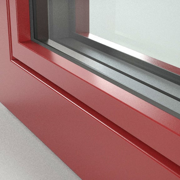 Aluminium-Fensterrahmen in rot